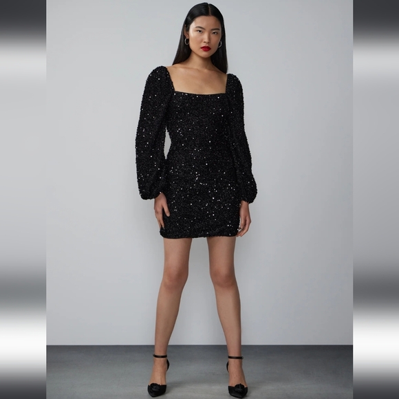 New York & Company Dresses & Skirts - Square Neck Sequin Tinsel Shift Dress